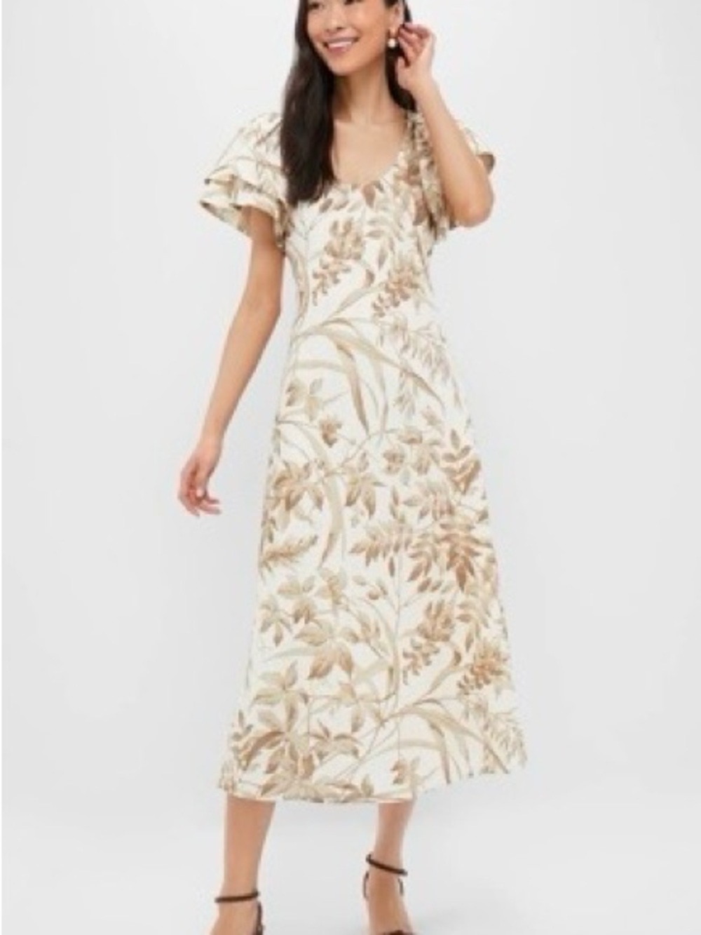 Tuckernuck X Studio McGee Cream Dress with Tan Botanical Print